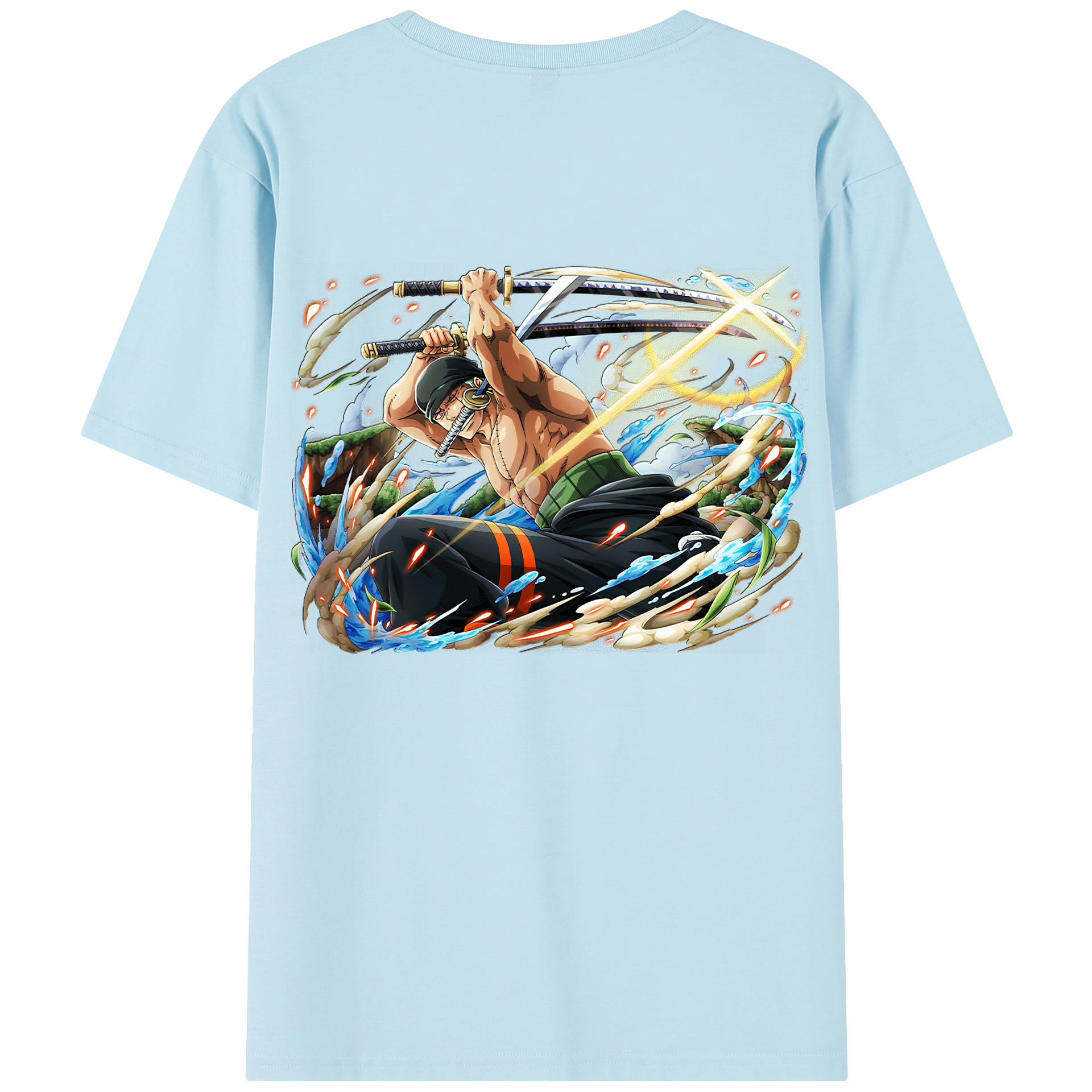 ワンピース ロロノア・ゾロ ONE PIECE Roronoa Zoro 綿100％半袖Tシャツ（背面プリント）